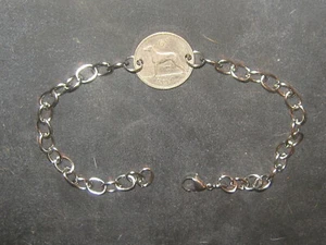 Antique Stainless Steel Irish Coin Celtic Greyhound/ Wolfhound/Harp Bracelet - Picture 1 of 3
