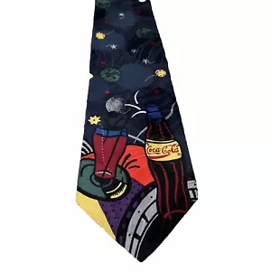 Novelty Cosmic Coca Cola Space Themed Neck Tie 56" long, Silk, Classic - Picture 1 of 3