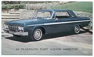 1964 Plymouth Fury 4-door hardtop. Original promotional postcard. Mopar - Picture 1 of 2