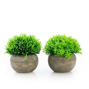 Artificial Plants in Pots for Home Decor Indoor, Small Faux Fake Plants Set of 2