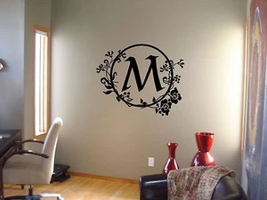 Personalized Monogram Initial Wall Sticker Wall Art Decor Vinyl Monogram Mural - Picture 1 of 3