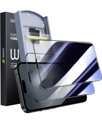 WSKEN 24° Protector de Pantalla de Privacidad para iPhone 15 Pro Max 6.7 pulgadas Paquete de 2 Foto 1 de 4