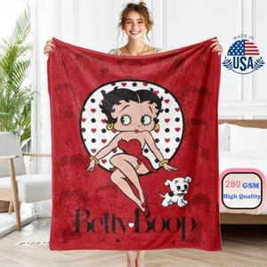 Betty Boop Cartoon Microplush Fleece Blanket Lightweight Ultra Soft Throw 50x60 - Picture 1 of 13