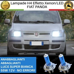 COPPIA LAMPADINE H4 PER FIAT PANDA 169 EFFETTO XENON BIANCO 55W 12V - Foto 1 di 5