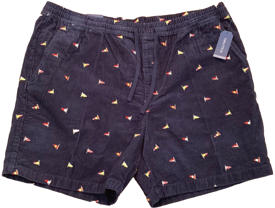 Nautica Corduroy Embroidery Dark Blue Classic Fit Shorts Size XXL / 2XL
