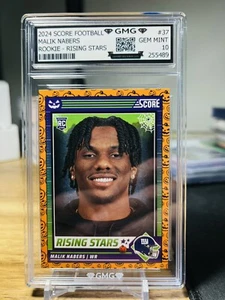 2024 Score Football Malik Nabers Rookie GMG Graded 10 Gem Mint 💎 RC - Picture 1 of 1