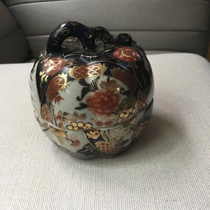 Antique Chinese Hand Painted  Porcelain Pumpkin shape Container Stamped!! 1897 - Picture 1 of 6