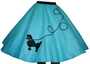 "Falda de caniche de fieltro azul acuático _ talla niña grande (10-13) _ cintura 25""- 32" - Imagen 1 de 2