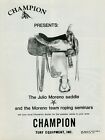 1980 Julie Moreno selle équipe corde champion gazon équipement imprimé vintage annonce
