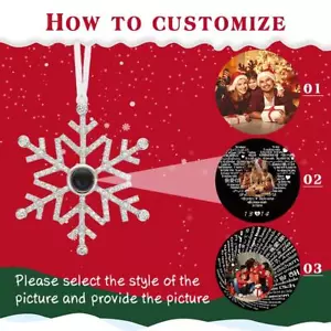 Personalized Projection Photo Pendant Hanging-Snowflake Keychain Christmas Decor - Picture 1 of 17