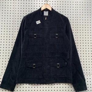 Vintage Y2K Billabong Black Velvet Jacket Womens Large Full Zip 19.5x26.5 - Picture 1 of 15