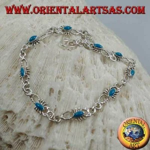 Bracciale in Argento 925‰ morbido con 9 scorpioni con turchese - Foto 1 di 2