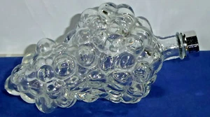 Glass Bunch of Grapes Decanter or Bottle w/Silver Tone Cap Made in France - Picture 1 of 4