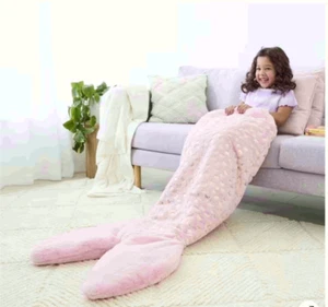 Kids Childrens Mermaid Tail Blanket Butterflies Warm Pink Cosy - Picture 1 of 5