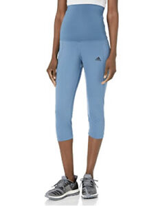 adidas Women's Maternity Pants XL Designed 2 Move 3/4 Sport Tight Blue NWT