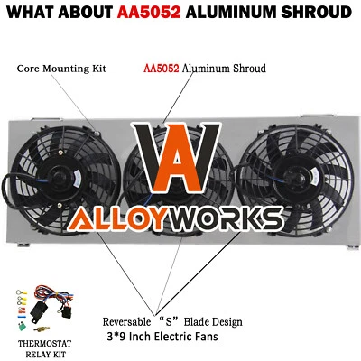 Ventiladores de radiador eléctricos 3 × 9" + cubierta + relé para Jeep Cherokee XJ 1991-2001 4,0 L Foto 1 de 4