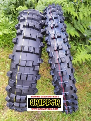 PAR DE PINZAS DELANTERAS FIRMES + NEUMÁTICOS ENDURO TRASEROS MEDIOS CARRETERA LEGAL 90/90-21 140/80-18 Foto 1 de 4