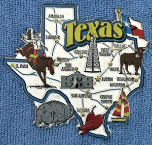 TEXAS STATE MAP AND LANDMARKS COLLECTIBLE SOUVENIR MAGNET - Picture 1 of 1