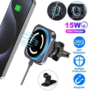 15W Magnetic Magsafe Wireless Charger Mount Fast Charging Holder For iPhone 15 - Picture 1 of 13
