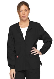 Chaqueta de calentamiento frontal a presión Dickies Scrubs 86306 BLWZ negra envío gratuito - Imagen 1 de 5