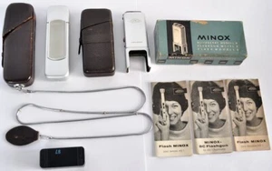 Minox B German Subminiature Spy Camera+Flash, Chain, Film, Case For Repair/Parts - Picture 1 of 23