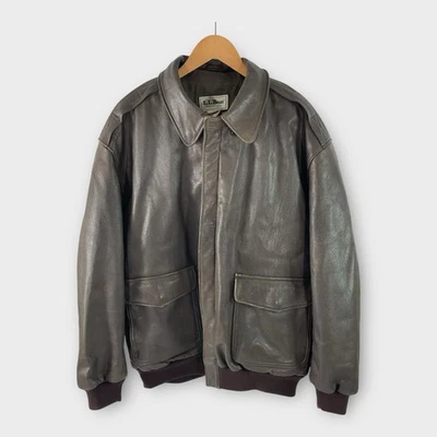 Chaqueta Bomber Vintage L. L. Bean Para Hombre Marrón 100% Cuero - Para Hombre Talla XXL Alta Foto 1 de 4
