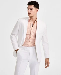 Bar Iii Mens Slim fit Suit Jacket Blazer 40 S White Solid - Picture 1 of 3