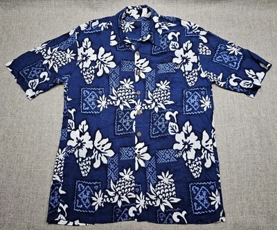 Ron Jon Surf Shop Shirt Mens Large Blue Hawaiian Aloha Short Sleeve Button Up - Image 1 of 4