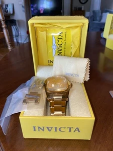 Invicta GRAND LUPAH 15854 Men's Special Ed Watch Gold 47mm Quartz Gold Dial - Picture 1 of 8