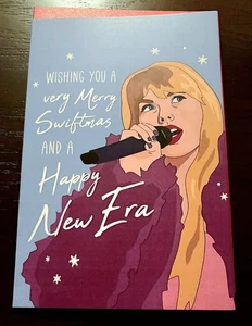 TARJETA DE NAVIDAD TAYLOR SWIFT~FELIZ NAVIDAD Y UNA FELIZ NUEVA ERA~5"x7"~INTERIOR EN BLANCO - Imagen 1 de 1