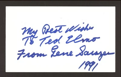 Gene Sarazen Autographed Signed 3x5 Index Card "To Ted - Image 1 of 2