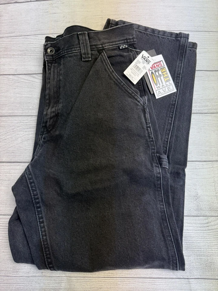Pantalones de mezclilla Vans Drill Chore AVE para hombre 33 negros grises calce relajado skateboarding Foto 1 de 4