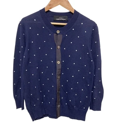Cárdigan tejido cuello redondo jacquard punto comme des Garcons tricot azul marino para mujer USADO Foto 1 de 4