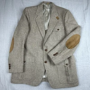 John Weitz Tweed Beige Blazer/jacket 100% Pure Wool - Picture 1 of 16