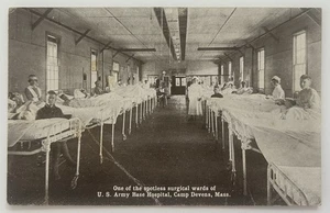 Cartolina WWI U.S. Army Base Hospital Surgical Ward Camp Devens Massachusetts - Foto 1 di 2