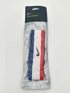 Nike Headband OSFM Unisex Blue White Red Striped Swoosh Logo New Tennis Fitness - Picture 1 of 5