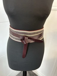 Isabel Marant Holt Woven Leather Knot Belt Burgundy Medium M - Picture 1 of 6