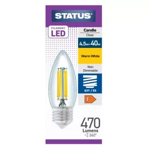 Status 4w (=40w) ES Candle Filament Warm White LED Light bulb - Picture 1 of 3