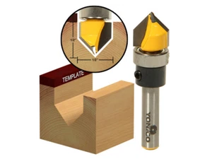 90 Degree X 1/2" Dia. V Groove Template Router Bit - 1/4" Shank - Yonico 14992q - Picture 1 of 1