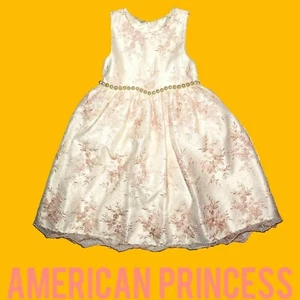 Floral Embroidered Pearl Overlay American Princess Dressy Dress Sz 4 NWT - Picture 1 of 5