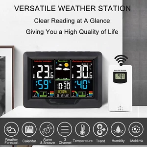 Wireless Digital Indoor & Outdoor Weather Station Clock Thermometer Z3T6 - Picture 1 of 12