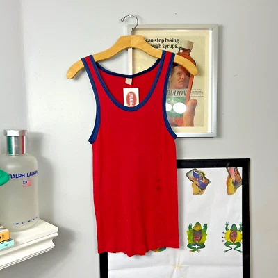 Camiseta sin mangas térmica True Vintage años 60 | Envejecida de dos tonos talla XS roja Foto 1 de 4
