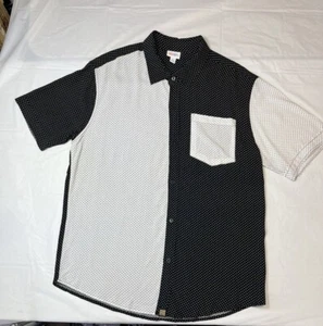 LULAROE Men's Shirt Size L Short Sleeve Button Down, Black/White Color Block - Picture 1 of 7
