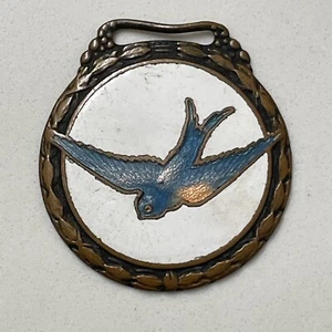 Antique Ward's Tip-Top Bread Enameled Swallow Watch Fob Health Happiness Pure - Picture 1 of 3