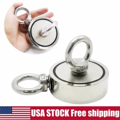 US 500lb Double Sided Fishing Magnet Super Strong Neodymium Underwater Salvage