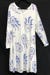  Lularoe Plus Sz 3X Emily Dream Catcher Feathers Swing Lounge Midi Womens Dress - Picture 1 of 4