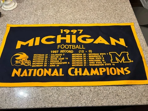1997 MICHIGAN WOLVERINES NCAA FOOTBALL NATIONAL CHAMPIONS FELT BANNER LARGE Cover