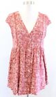Vanessa Virginia Anthropologie Floral Button Babydoll Tunic Top Blouse Rust Xs