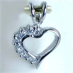 *PRECIOUS* BRILLIANT CZ OPEN HEART PENDANT / CHARM_925 Sterling Silver - Picture 1 of 9