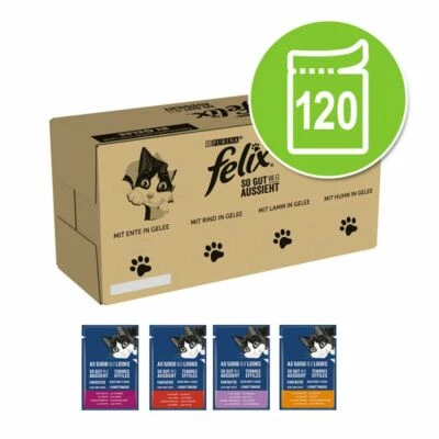 Felix So gut wie es aussieht Gelee 120x85g Katzenfutter Nassfutter Fisch Rind - Bild 1 von 4